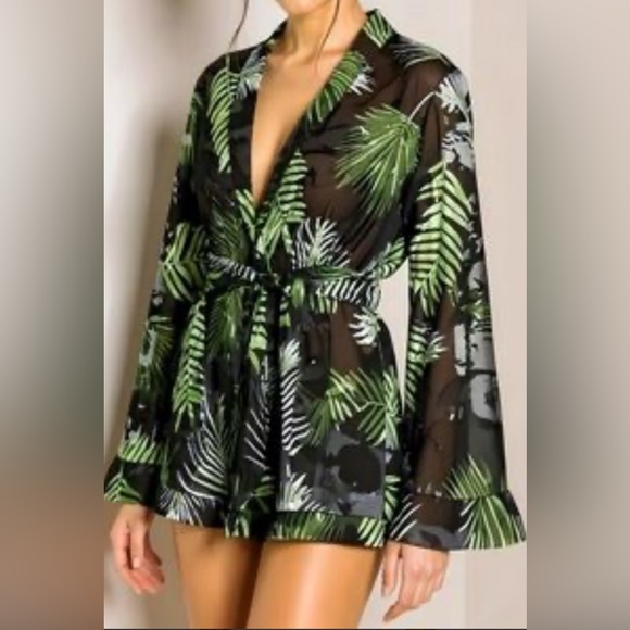 CAMILA COELHO Amelia Romper in Black Palm